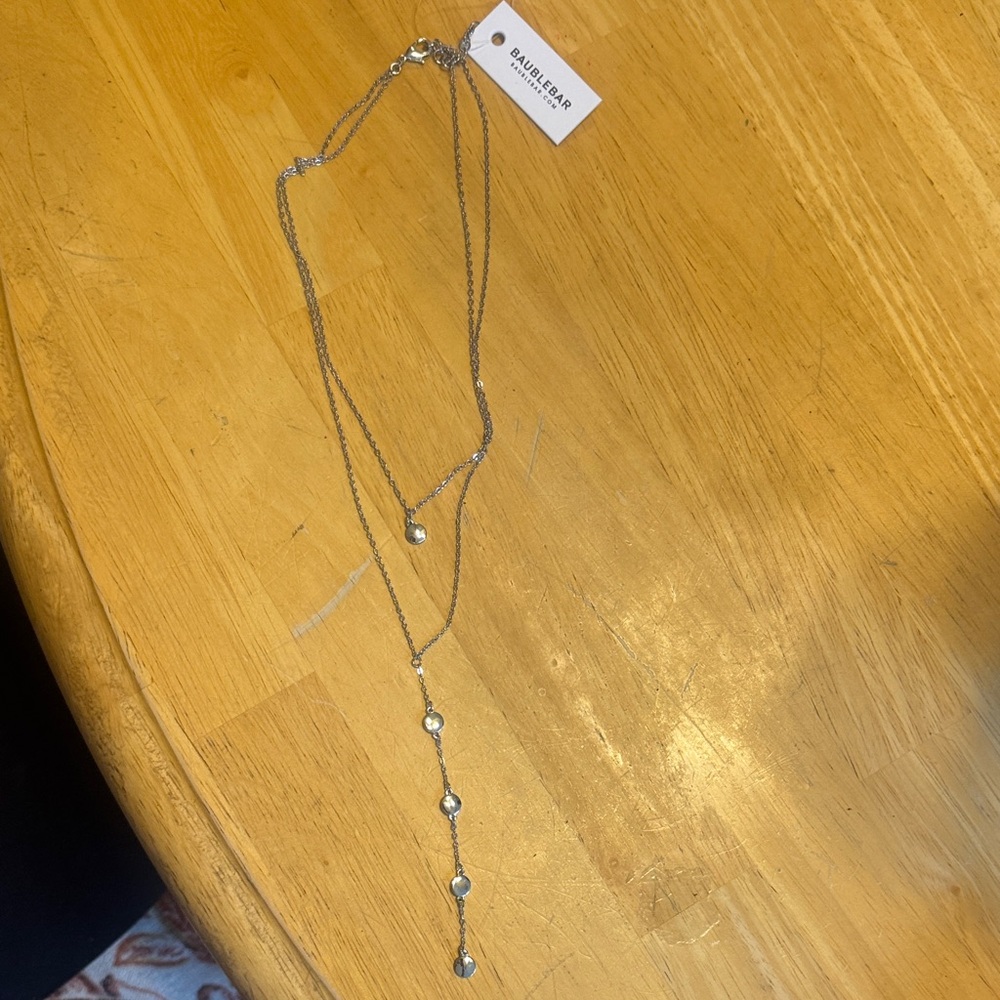 BaubleBar Silver Necklace with Crystal Accents